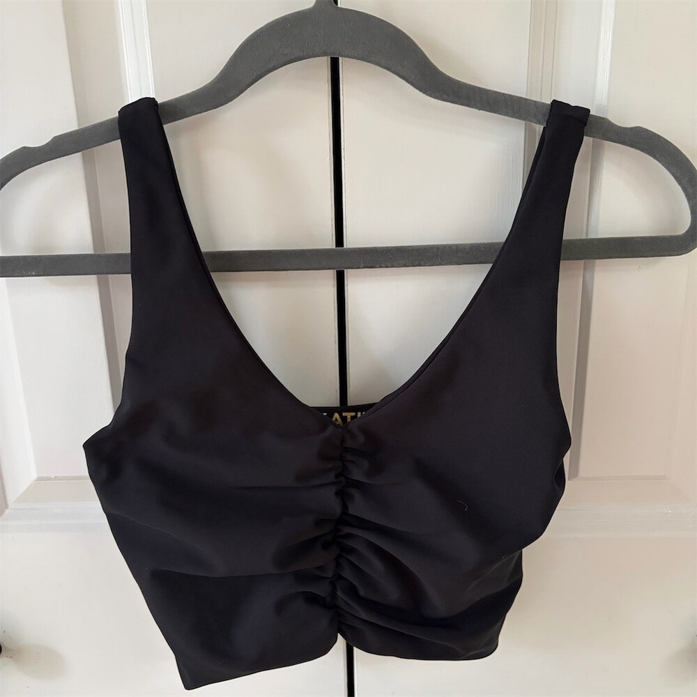 Skatie Sports Bra Womens Size M Black Ruched